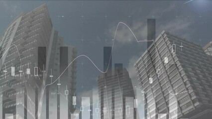 Poster - Animation of financial data processing over cityscape