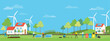 flat vector illustration People cooperating for environmental sustainability development and protection concept. with plant a tree , recycle and Use solar energy
