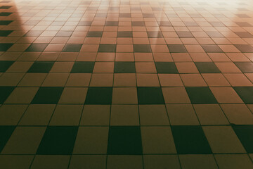 Sticker - Brown tiled floor in a room as an abstract background. Texture