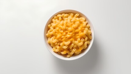 close up of a bowl of macaroni pasta on white background