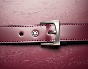 Poster - A luxurious burgundy leather belt with an antique pewter buckle, perfect for a wine list or gourmet restaurant menu cover, with ample copy space. Generative AI.