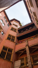 Wall Mural - traboule Interior secret interior courtyard and restricted access as shortcuts in Lyon french city