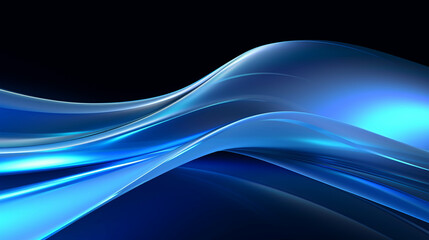 Wall Mural - curved blue neon light wave.
