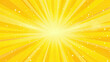 abstract background with rays. A bright yellow background with star-shaped elements and rays emanating from the center. Glittery yellow and orange concentration line background