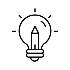 Wall Mural - Light bulb with pencil denoting concept icon of creative writing, customizable design