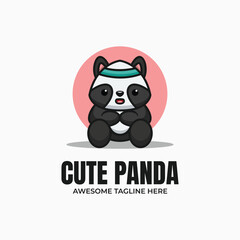 Wall Mural - Cute Panda Mascot Logo