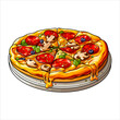 Vector pizza, Italian restaurant icon, art illustration on white background