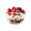 Yogurt with berries isolated on transparent background