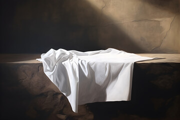 Wall Mural - Resurrection Of Jesus Christ Concept. A Shroud And Crucifixion At Sunrise