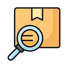 Wall Mural - deliver box with magnifier showing concept icon of parcel tracking