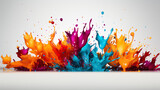 Fototapeta  - Colorful ink splashes. Paint splatters on white background. Multi color dots. Watercolor on white paper.abstract background with splashes - Ai