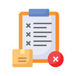 © Creative studio  - Parcel with cross sign and clipboard showing concept icon of rejected order
