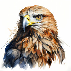 Wall Mural - A Hand Drawn Water Colour Illustration Of A Eagle, a close up of a bird.
