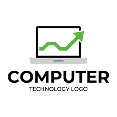 Wall Mural - Computer logo design. Pc fix, repair, Computer maintenance service, software, Computer tech shop vector illustration isolated on white background