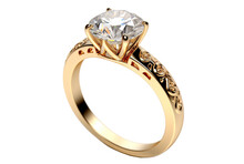 Beautiful Gold Engagement Ring With A Diamond, Cut Out