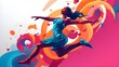 © Logo Artist - illustration of a jumping person, an illustration of a jumping woman,