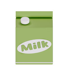 Wall Mural - Groceries theme 3D milk product , Green tea Milk carton on a transparent background , 3D rendering