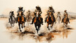 illustration of Cowboys on horseback