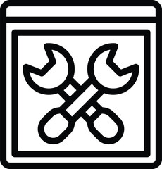 Wall Mural - software development icon outline vector. technical programming improvements. trial beta version