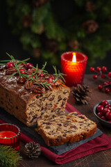 Wall Mural - Traditional homemade Christmas loaf fruit cake