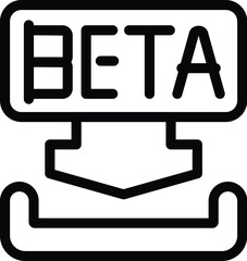 Sticker - Beta version introduction icon outline vector. Launching test version. Program demonstration app