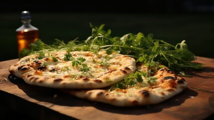 Wall Mural - naan in wooden table