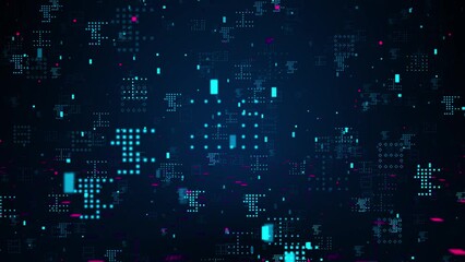 3D Animation of Neural Network Artificial Intelligence, Deep Learning, Machine Learning Large Language Model Visualization. science word cloud dark space background Quantum Computer Technology Concept