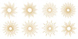 Gold retro sunburst clip art set, vector sunray illustration, decorative element collection
