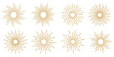 Fototapeta  - Gold retro sunburst clip art set, vector sunray illustration, decorative element collection