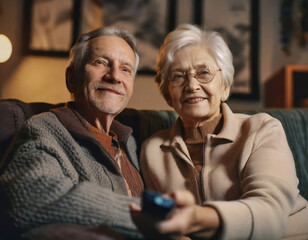 Canvas Print - Elderly Couple Relaxing at Home