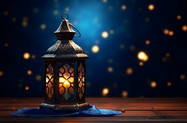 Ramadan background with lantern. Islamic background. Generative AI