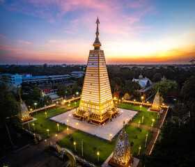 Wall Mural - Aerial view of Wat Phra That Nong Bua, in Ubon, Thailand