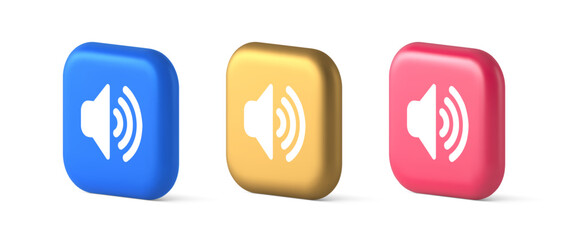 Wall Mural - volume sound button speaker acoustic level noise wave control 3d realistic icon