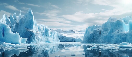 Sticker - Climate change and global warming Icebergs from a melting glacier in Antarctica The icy landscape of the Arctic nature in the UNESCO world heritage site. Copy space image. Place for adding text