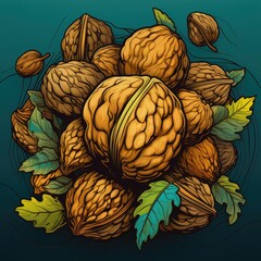 Wall Mural - walnut illustration style vector