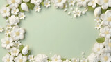Fototapeta Na sufit - Floral paper art background with white flowers