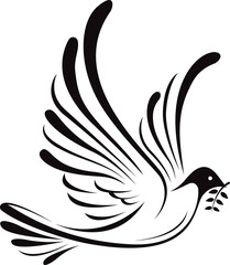 Poster - Peace dove with branch design. Birds flying png.