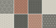 Collection of seamless ornamental vector patterns. Color oriental symmetry vintage elegant backgrounds. Geometric tile mosaic design. Grid textures - decorative outline prints