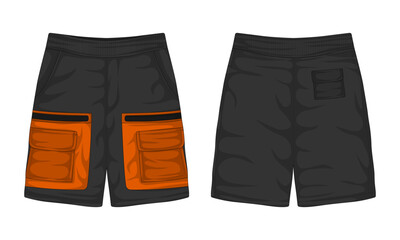 Outdoor casual shorts mockup front and back view