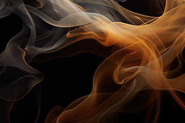 abstract beautiful patterns of swirling orange smoke on the dark background with copy space
