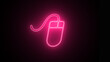 Glowing neon line Computer mouse gaming icon isolated on black background. Optical with wheel symbol.