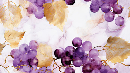 Wall Mural - Grapes in purple and gold