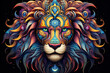 3D DMT Artwork of a Lion Head with Geodesic Patterns