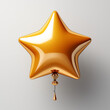 Luftballon in gold Farben in Stern Form auf weißen Hintergrund, ai generativ