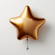 Luftballon in gold Farben in Stern Form auf weißen Hintergrund, ai generativ