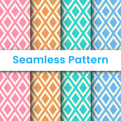 Wall Mural - Set beautiful and cute colorful geometric seamless pattern for wallpaper, wrapping paper, fabric and background