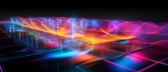 Wall Mural - colorful lights, virtual wave with a hypnotic effect; sense of movement. calming rhythms concept. re