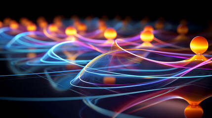Wall Mural - colorful lights, virtual wave with a hypnotic effect; sense of movement. calming rhythms concept. re