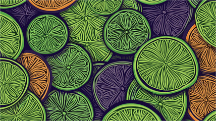 Wall Mural - Juicy Lime Pattern Wallpaper Background. Poster, card, banner backdrop.