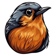 Wall Mural - European Robin Bird Portrait Sticker, European Robin Bird head mascot logo illustration, European Robin Bird character, generative ai